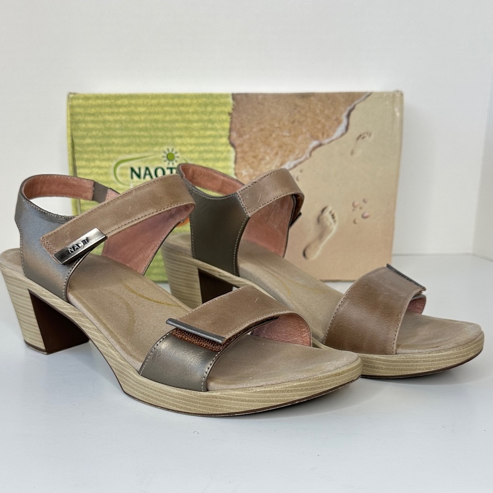 NAOT Women's‎ Intact Sandals Size EU 41 US 10 Khaki Pewter Mirror Leather